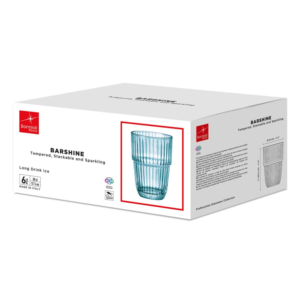 Glass for water Bormioli Rocco Barshine Blue Glass 380 ml (6 Units)
