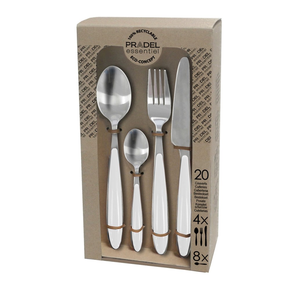 Cutlery Pradel essentiel Colorfull White Metal 20 Pieces