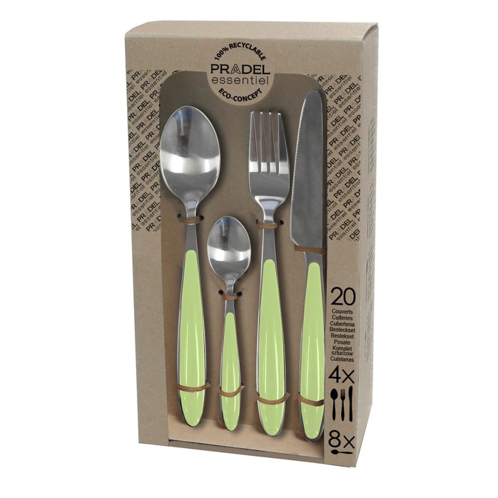 Cutlery Pradel essentiel Colorfull Green Metal 20 Pieces