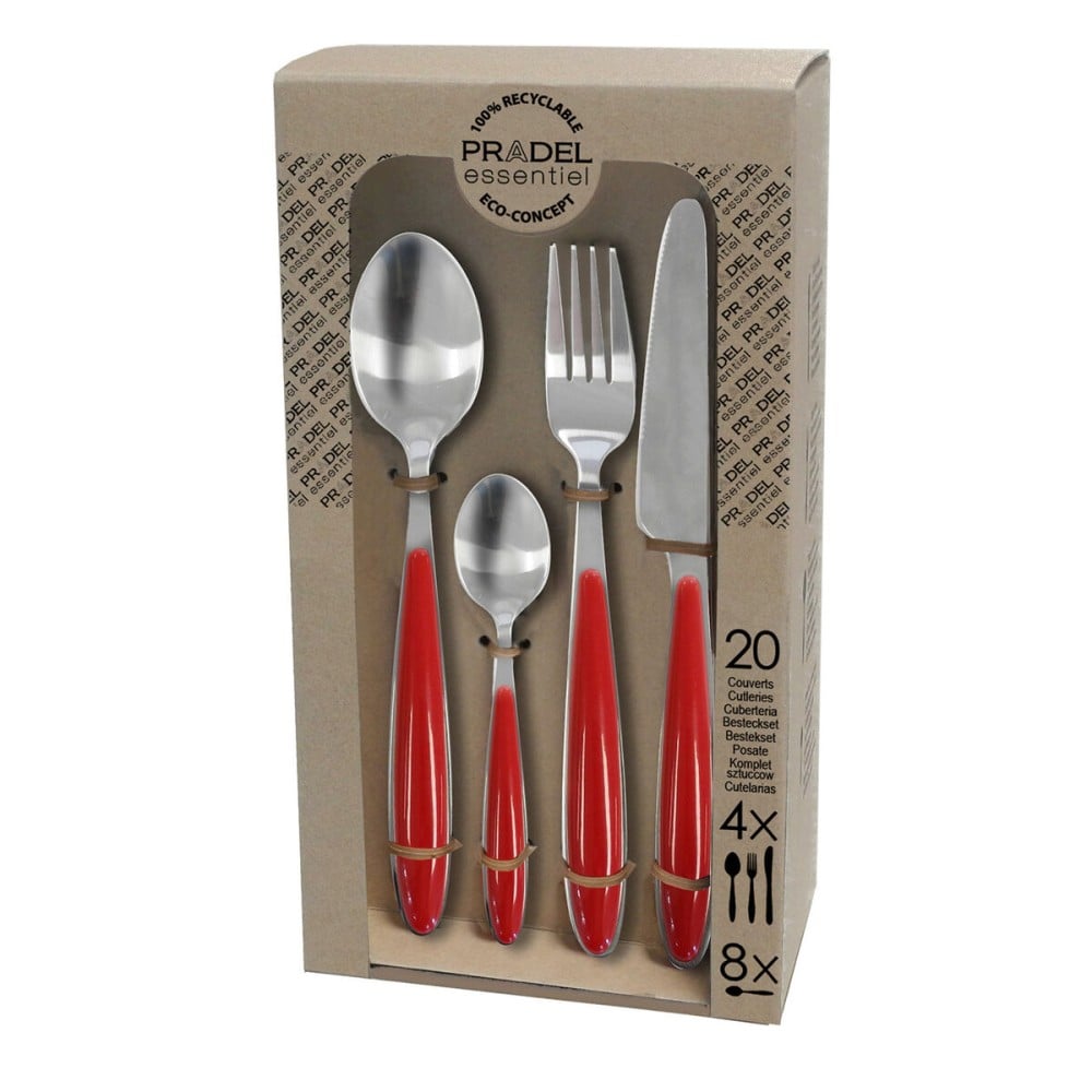 Cutlery Pradel essentiel Colorfull Red Metal 20 Pieces