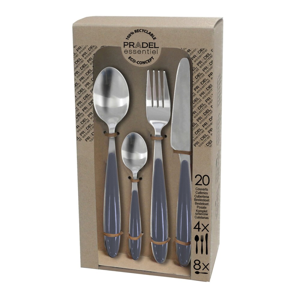 Cutlery Pradel essentiel Colorfull Grey Metal 20 Pieces