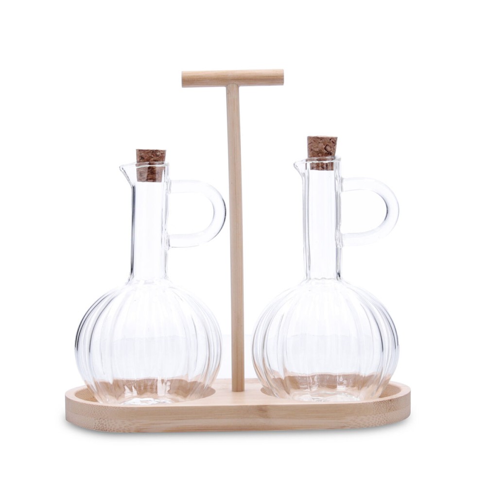Oil and Vinegar Set Quid Trend 21 x 9,5 x 20,5 cm Bamboo Brown