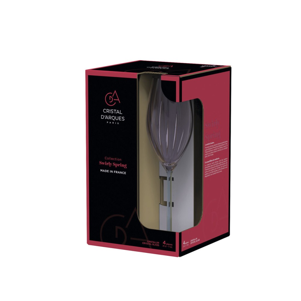 Champagne glass Cristal d’Arques Paris Swirly Spring Pink Glass 210 ml (4 Units)