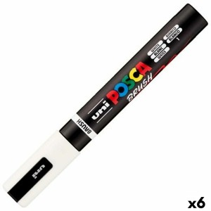 Marqueur BRUSH POSCA PC-5BR Blanc (6 Unités)