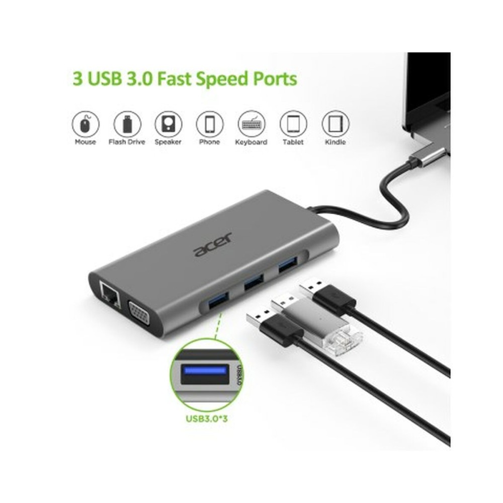 Hub USB Acer HP.DSCAB.002 Silberfarben