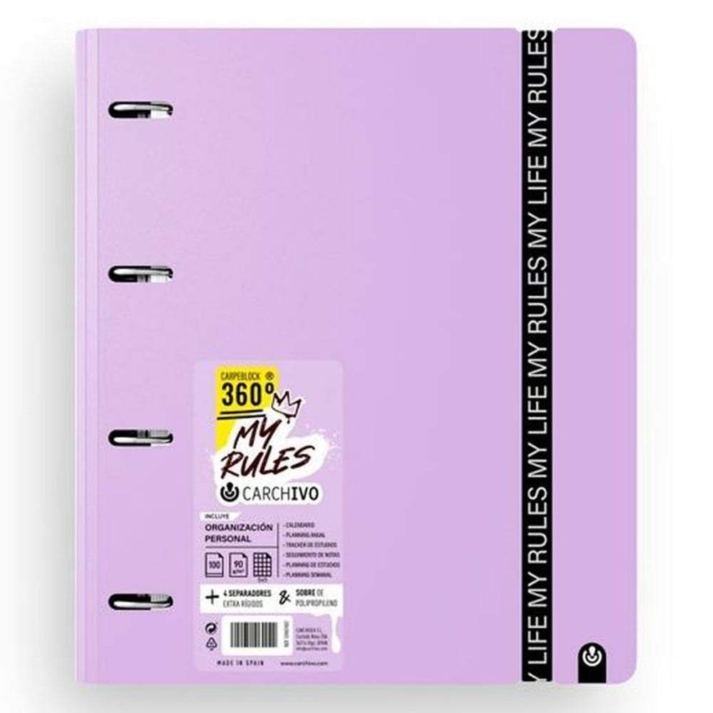 Ring binder Carchivo CARPEBLOCK 360 MY RULES Light mauve A4 (8 Units)