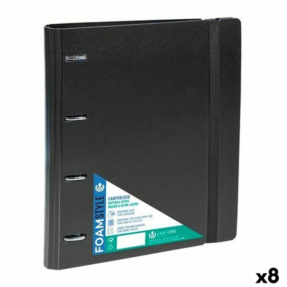 Reliure à anneaux Carchivo CARPEBLOCK Noir A4 (8 Unités)