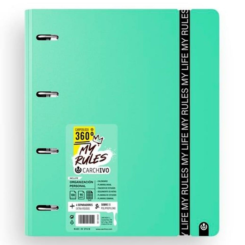 Ring binder Carchivo CARPEBLOCK 360 MY RULES Jade A4 (8 Units)