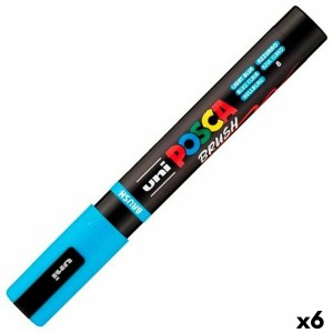 Marqueur BRUSH POSCA PC-5BR Bleu clair (6 Unités)
