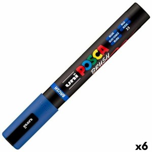 Marqueur BRUSH POSCA PC-5BR Bleu (6 Unités)