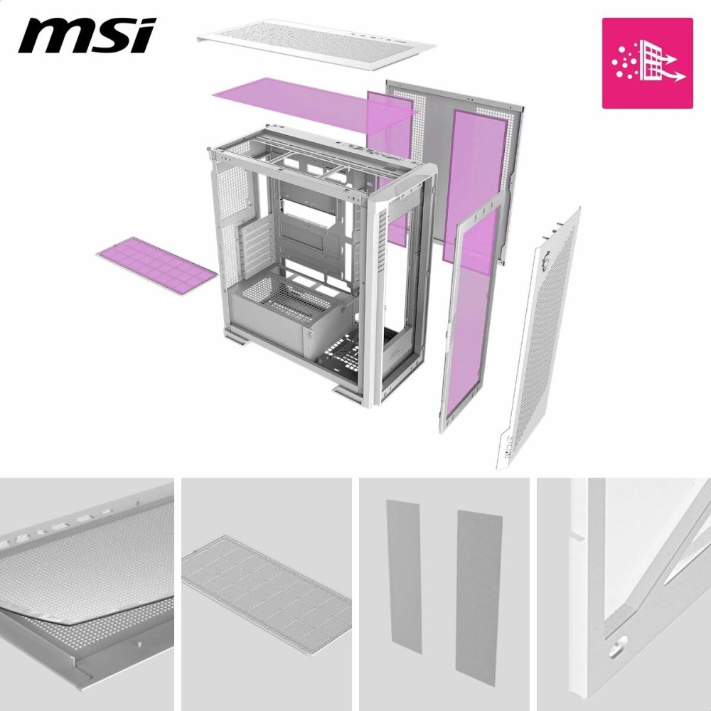 Boîtier ATX semi-tour MSI 306-7G27W21-JA4 Blanc