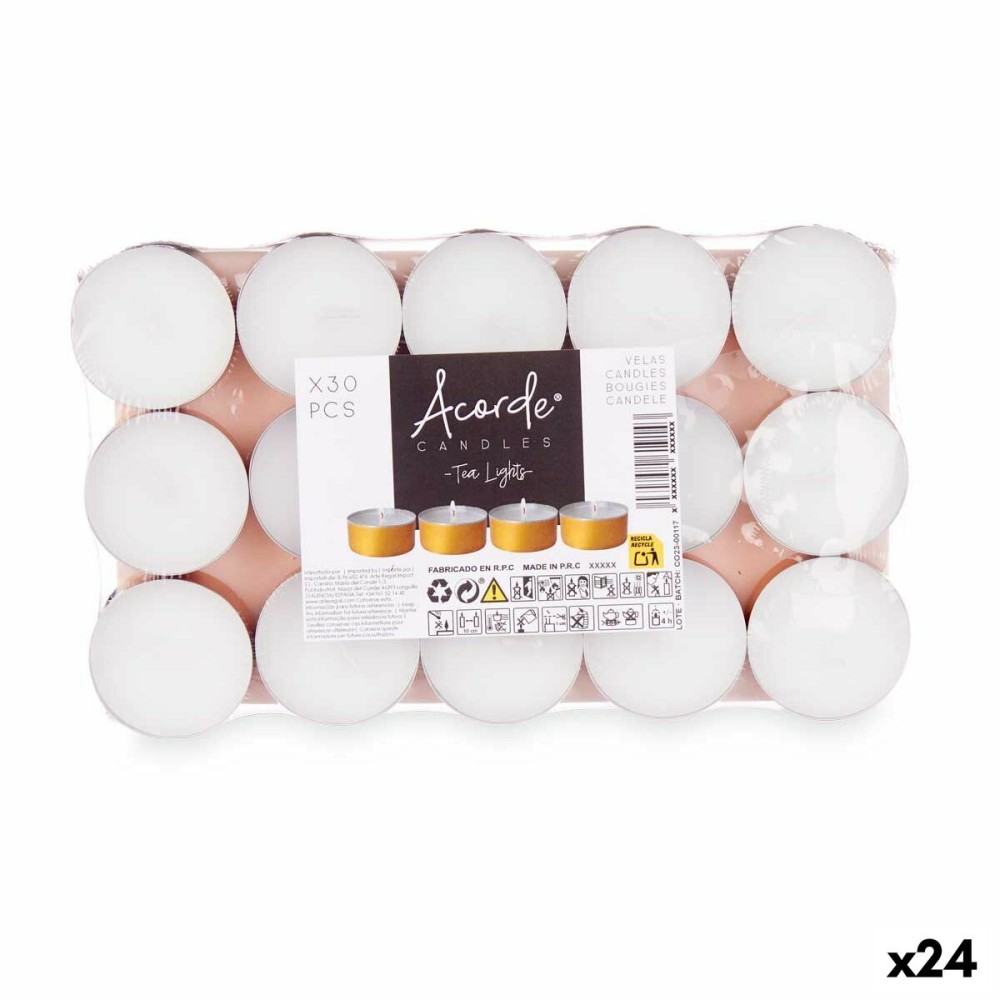 Ensemble de Bougies Acorde Tea Lights Blanc Doré (24 Unités)