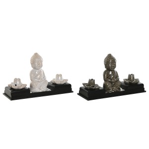 Brûleur d'huiles essentielles Home ESPRIT Céramique Bois MDF Buda 24 x 8 x 14 cm (2 Unités)