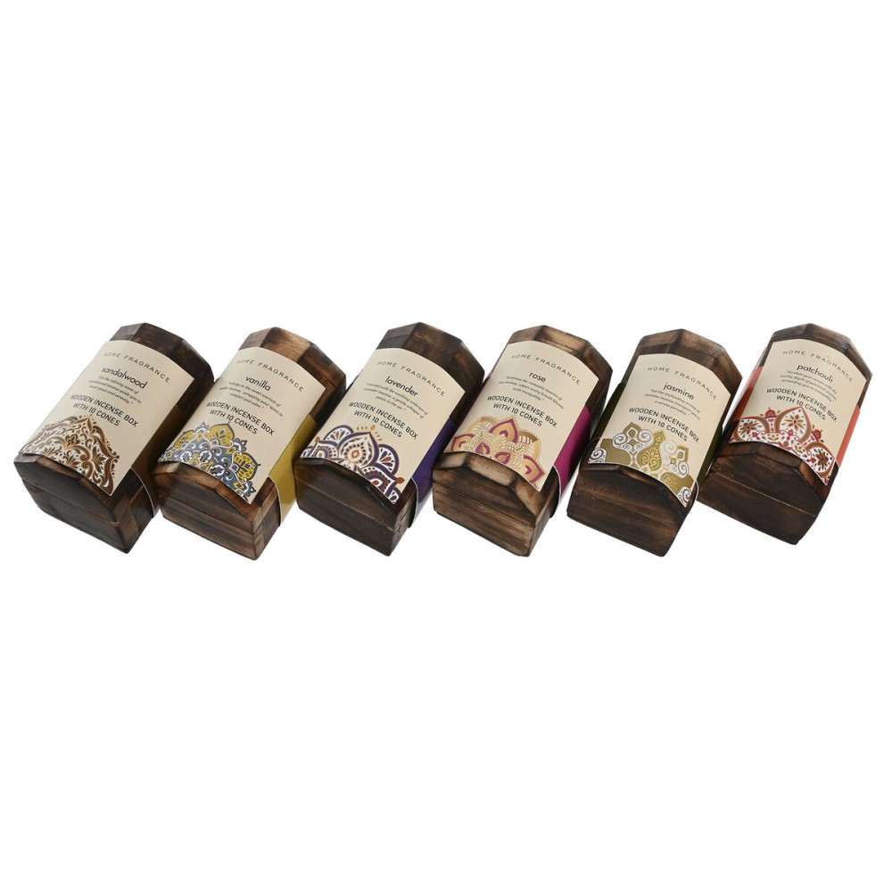 Brûleur d'huiles essentielles Home ESPRIT Bois de manguier Mandala Indien 9,5 x 5,5 x 6 cm Encens (6 Unités) (10 Unités)