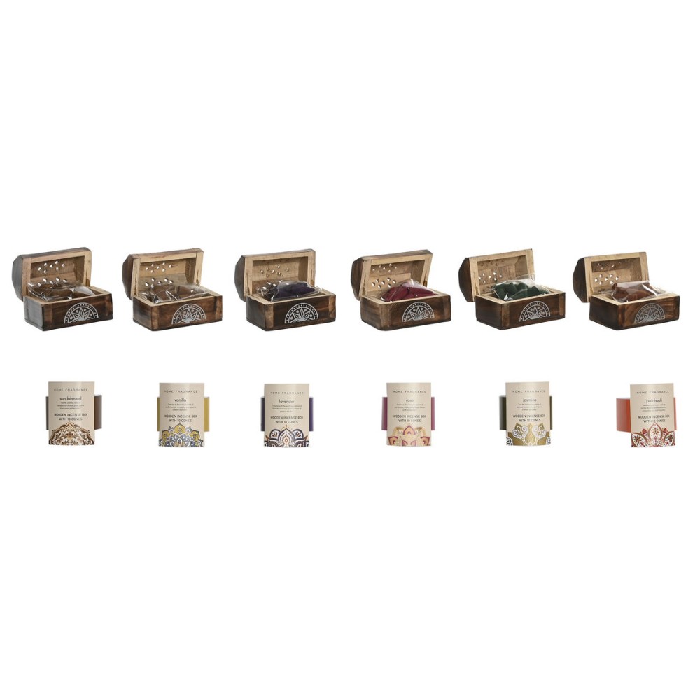 Brûleur d'huiles essentielles Home ESPRIT Bois de manguier Mandala Indien 9,5 x 5,5 x 6 cm Encens (6 Unités) (10 Unités)