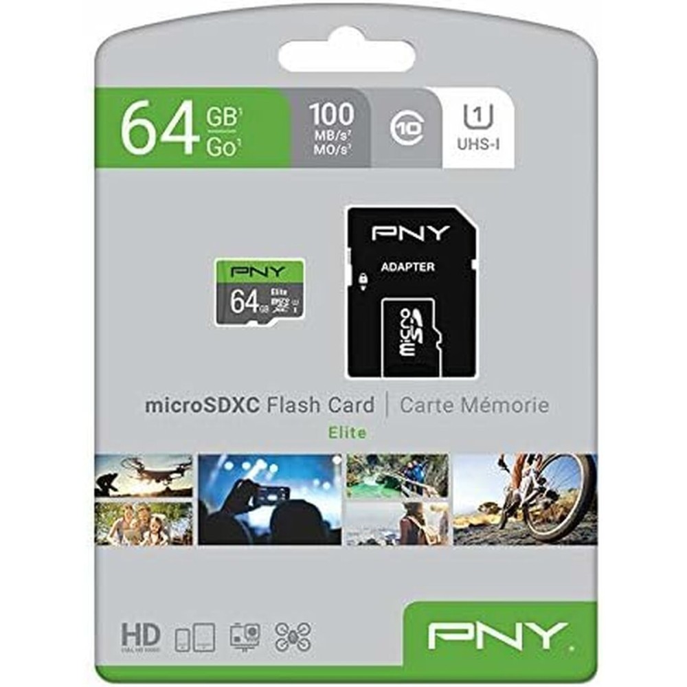 Carte Mémoire Micro SD avec Adaptateur PNY P-SDUX64U185GW-GE 64 GB