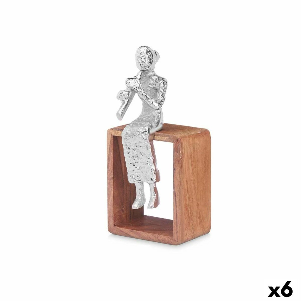 Deko-Figur Gift Decor 1886-NA Braun Silberfarben Silber Süße Flöte 13 x 27 x 13 cm (6 Stück)