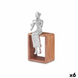 Deko-Figur Gift Decor 1886-NA Braun Silberfarben Silber Süße Flöte 13 x 27 x 13 cm (6 Stück)