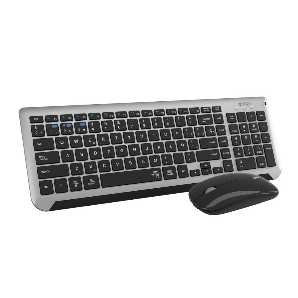 clavier et souris Subblim SUBKBC-DCEP20 Noir Gris Espagnol Qwerty QWERTY