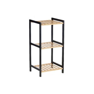 Badezimmerregal Berilo WR5503-3-464 Schwarz natürlich 35 x 30 x 70 cm