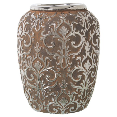 Vase Alexandra House Living Silberfarben aus Keramik Antiker Finish 27 x 27 x 36 cm