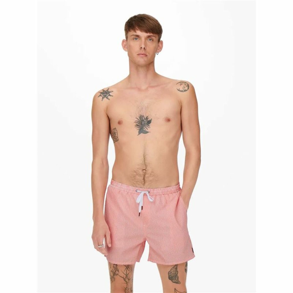 Maillot de bain homme Only & Sons Onsted Stripe Seersucker Rose