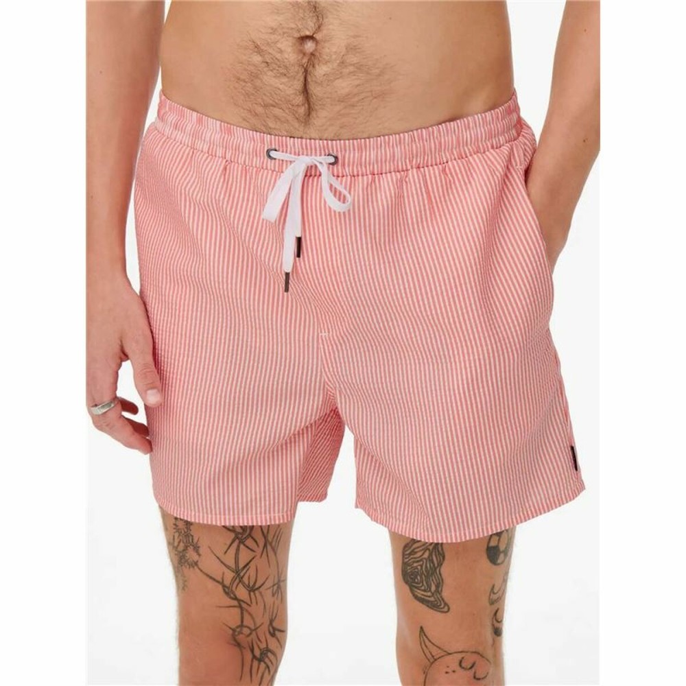 Maillot de bain homme Only & Sons Onsted Stripe Seersucker Rose