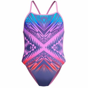 Damen Badeanzug Speedo Digital Vback Bunt Rosa