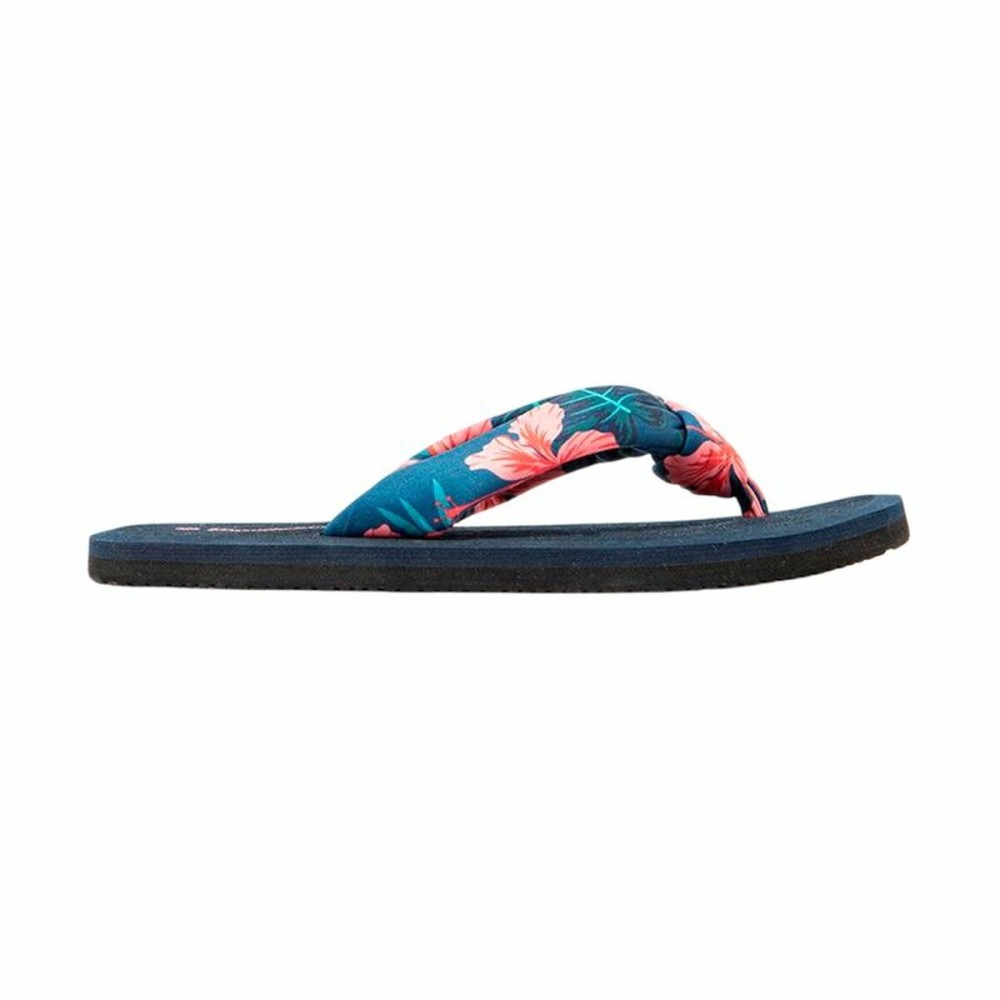 Women's Flip Flops Brasileras Hibiscus Nudo Fuchsia Black