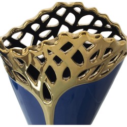 Vase Alexandra House Living Golden Dark blue Ceramic 10 x 17 x 25 cm