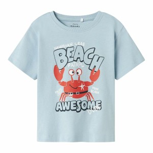 Child's Short Sleeve T-Shirt Name It Nmmvagno Loose Sky blue