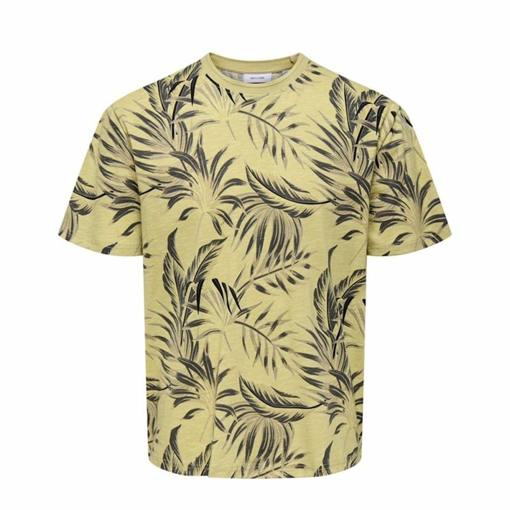 Herren Kurzarm-T-Shirt Only & Sons Onskash Reg Leaf Aop Gold