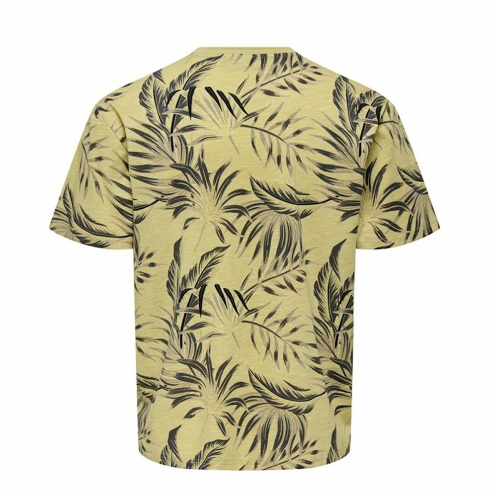 Herren Kurzarm-T-Shirt Only & Sons Onskash Reg Leaf Aop Gold