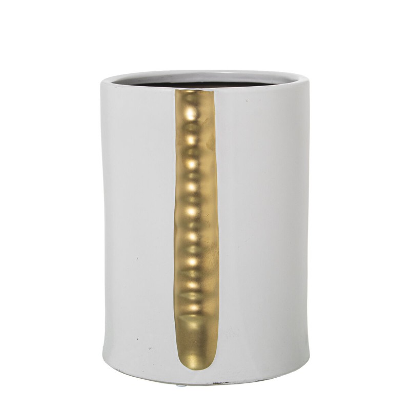 Vase Alexandra House Living Weiß Gold aus Keramik 17 x 17 x 23 cm