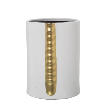 Vase Alexandra House Living Weiß Gold aus Keramik 17 x 17 x 23 cm