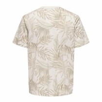 Herren Kurzarm-T-Shirt Only & Sons Onskash Reg Leaf Aop Beige