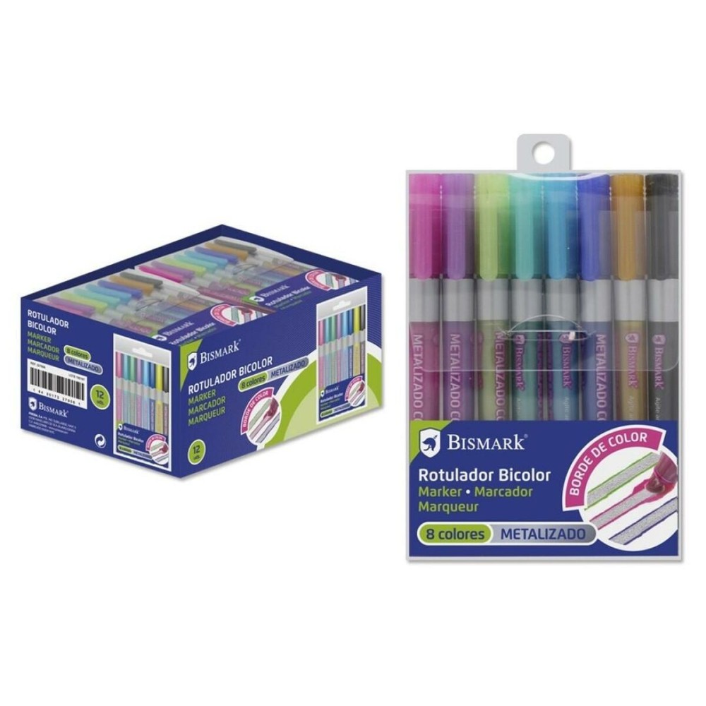 Set of Felt Tip Pens Bismark BICOLOR Multicolour 8 Pieces (12 Units)
