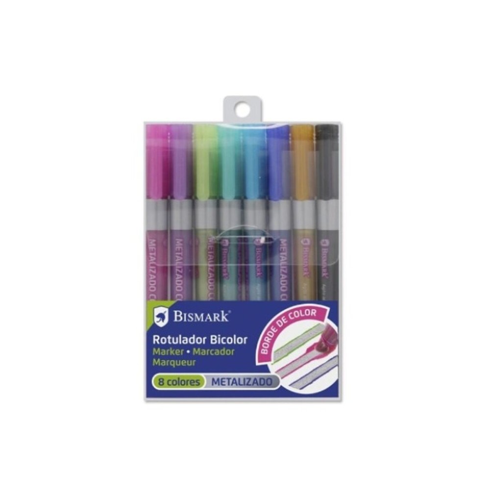 Set of Felt Tip Pens Bismark BICOLOR Multicolour 8 Pieces (12 Units)