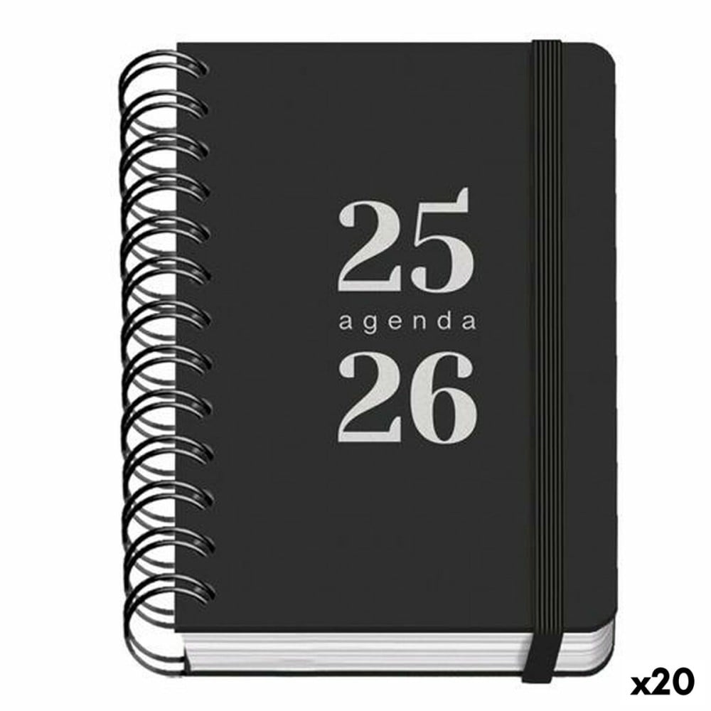Tagesordnung DOHE GRAMMAR Schwarz A6 120 x 170 mm 2025-2026 (20 Stück)