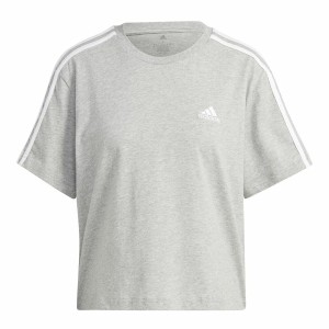 Damen Kurzarm-T-Shirt Adidas 3S Cropped Top Hellgrau (XS)