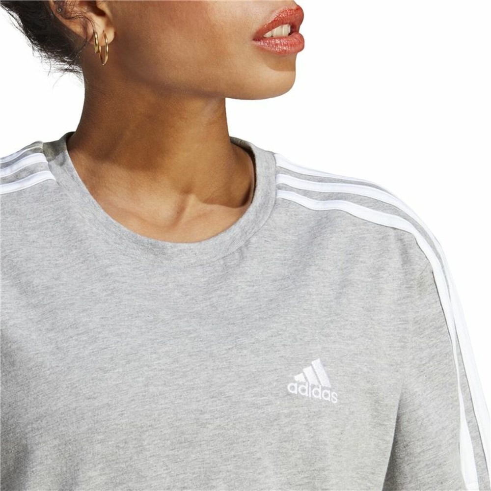 Damen Kurzarm-T-Shirt Adidas 3S Cropped Top Hellgrau (XS)