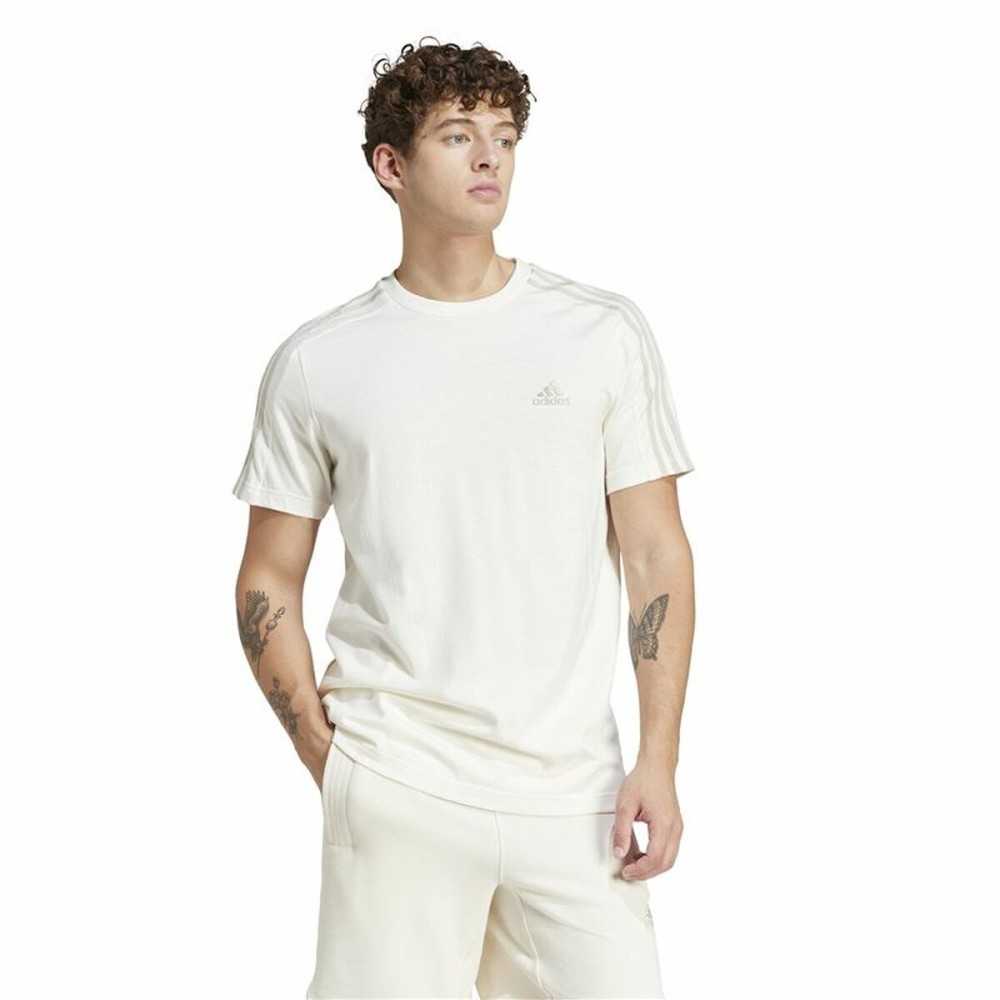 Herren Kurzarm-T-Shirt Adidas Essentials 3 Bandas Weiß L