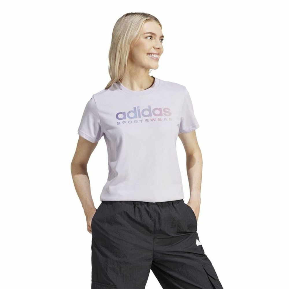 Damen Kurzarm-T-Shirt Adidas Linear Spw Gt (XS)
