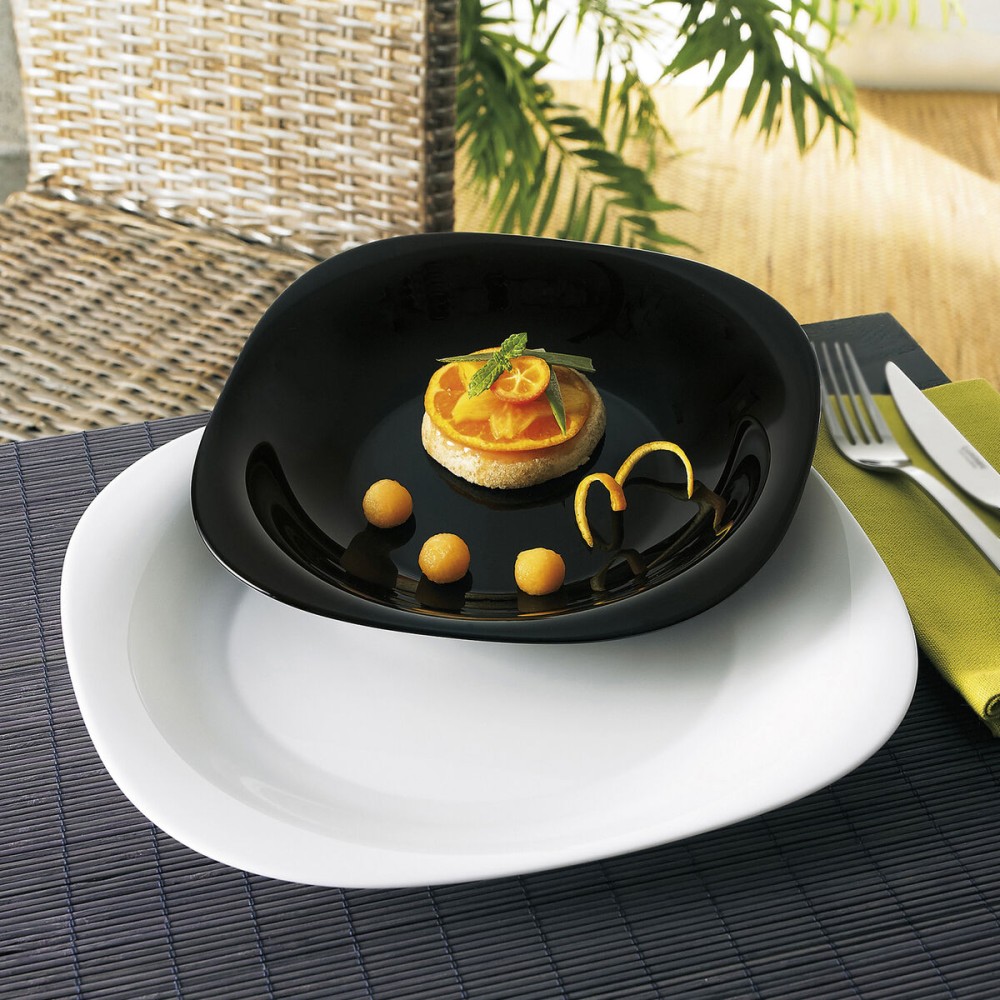 Assiettes Luminarc Carine N&b Blanc Noir verre 19 Pièces