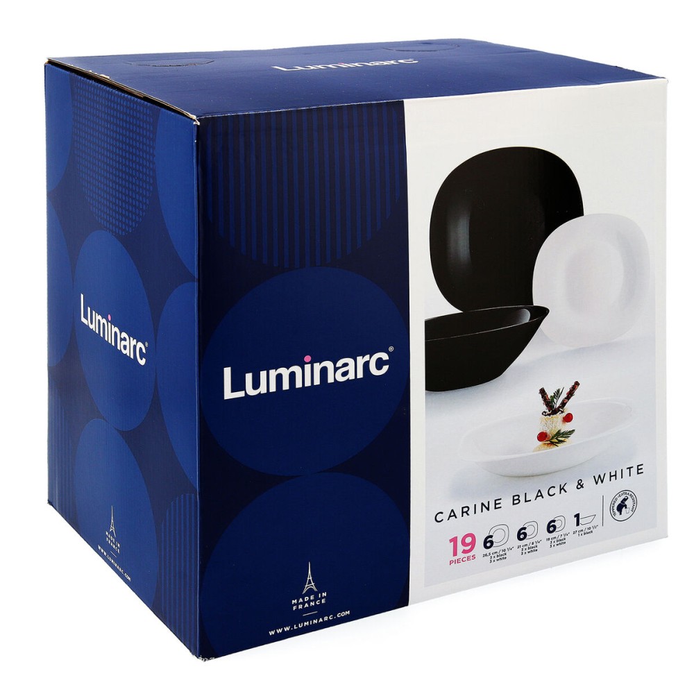 Tableware Luminarc Carine N&b White Black Glass 19 Pieces