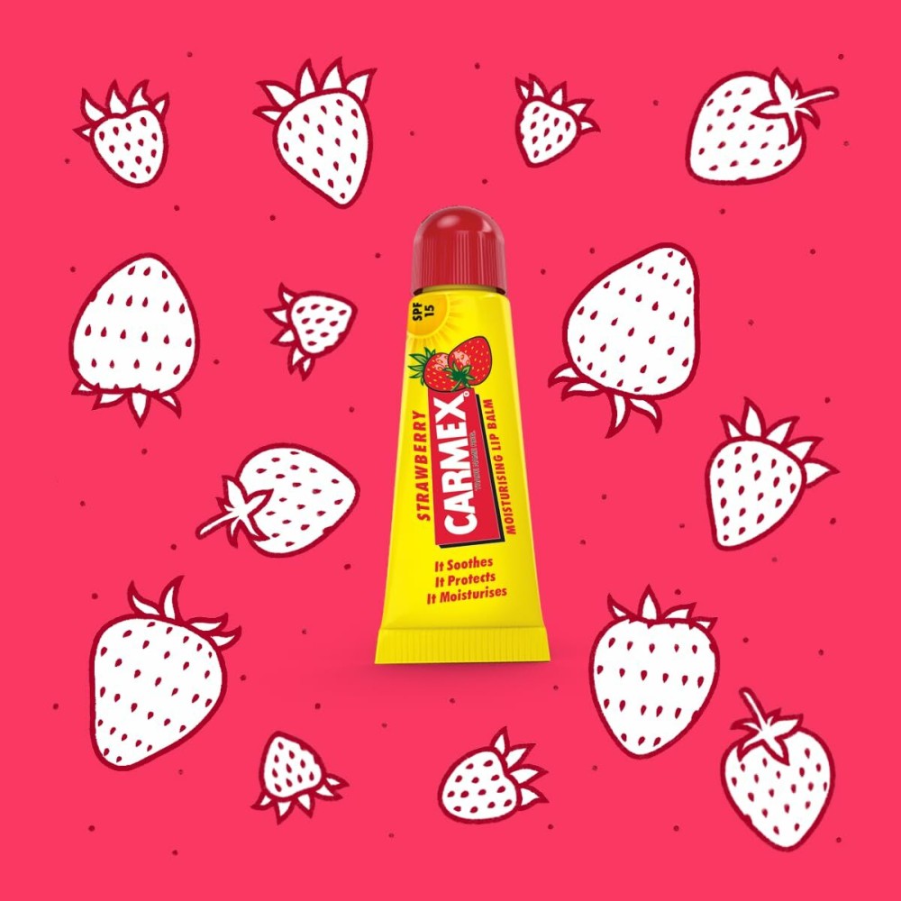 Moisturising Lip Balm Carmex Carmex Strawberry Yellow Red