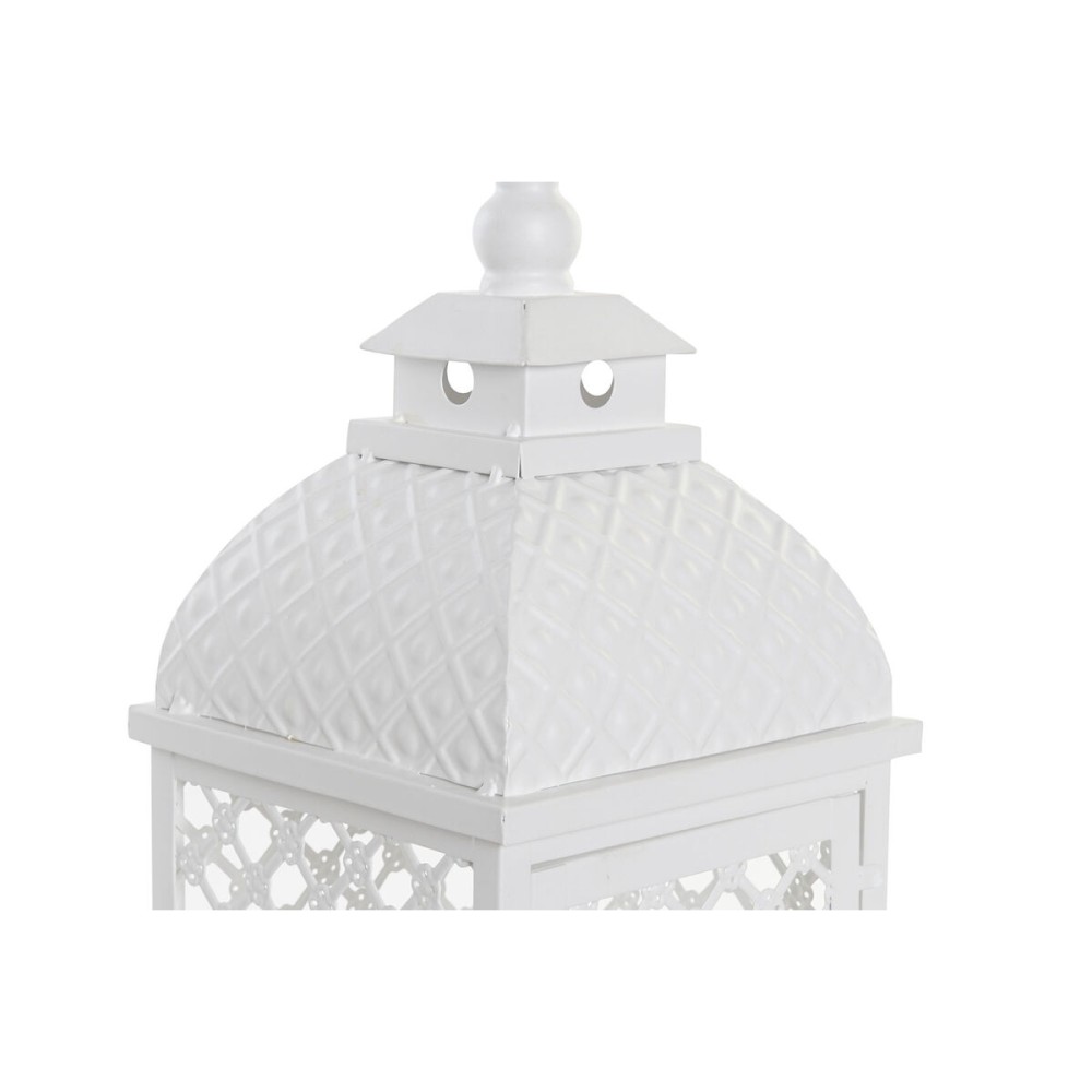 Laternen-Set DKD Home Decor Weiß Metall Kristall Araber Antiker Finish 24 x 24 x 74 cm (3 Stücke)