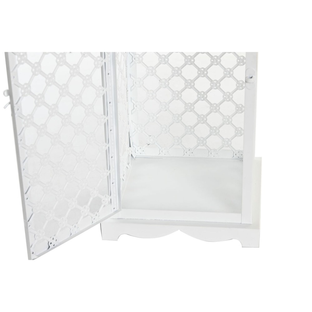 Laternen-Set DKD Home Decor Weiß Metall Kristall Araber Antiker Finish 24 x 24 x 74 cm (3 Stücke)
