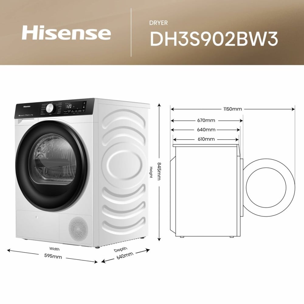 Sécheuse Hisense DH3S902BW3 9 kg