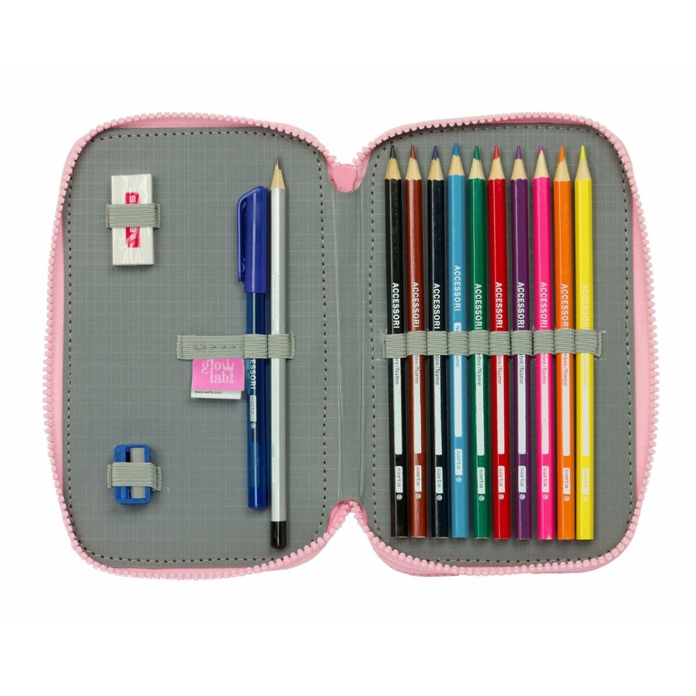 Plumier double Glow Lab Sweet Home Rose 28 Pièces 12,5 x 4 x 19,5 cm 12,5 x 40 x 19,5 cm